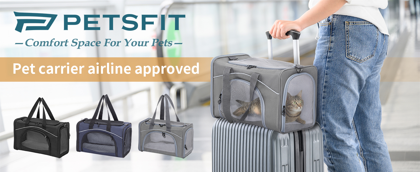 Транспортна сумка Petsfit для котів та собак | Авіапереліт, авто та поїзд | Сірий колір, Small