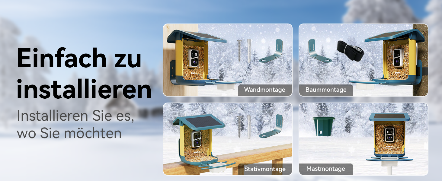 Сонячна годівниця для птахів з камерою 2K, з AI розпізнаванням понад 10 000 видів, об'єм 1.8L, IP65 водонепроникна, Wi-Fi 2.4 GHz/5 GHz, нічне бачення, подарунок для любителів птахів