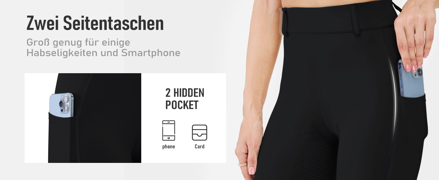 Легінси для верхової їзди HMILES для жінок, повний силіконовий покриття, висока талія, еластичні, з кишенею для телефону та петлями для ременя, сірі, розмір S