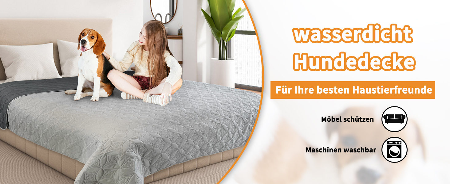 Водостійкий коврик для собак Pick for Life, 157x208 см, миючий, для великих і маленьких собак, захист ліжка, дивана, авто, двосторонній, сірий