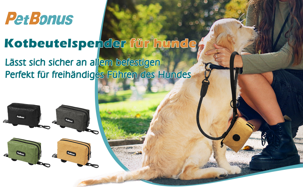 Диспенсер для собачих відходів PetBonus, водонепроникний, з місткістю для ласощів та 15 пакетиків (зелений)