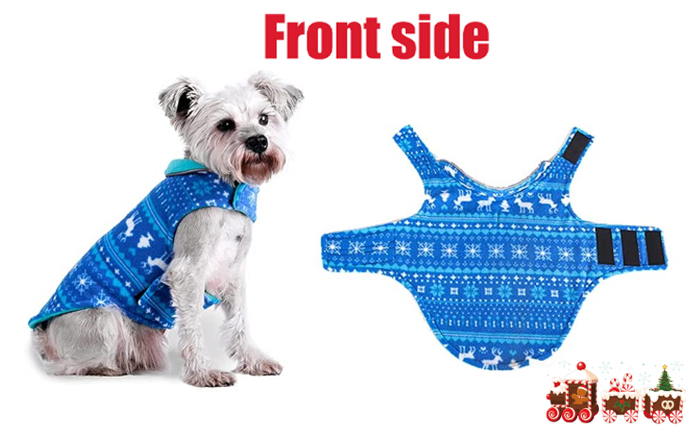 Флісовий теплий жилет для собак ABRRLO, світловідбиваючий, для маленьких та середніх собак, реверсивний, синій, XXL