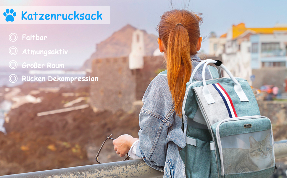 Рюкзак для кота та маленьких собак Galatée, дихаючий, зручний, для подорожей, походів, кемпінгу (світло-сірий)