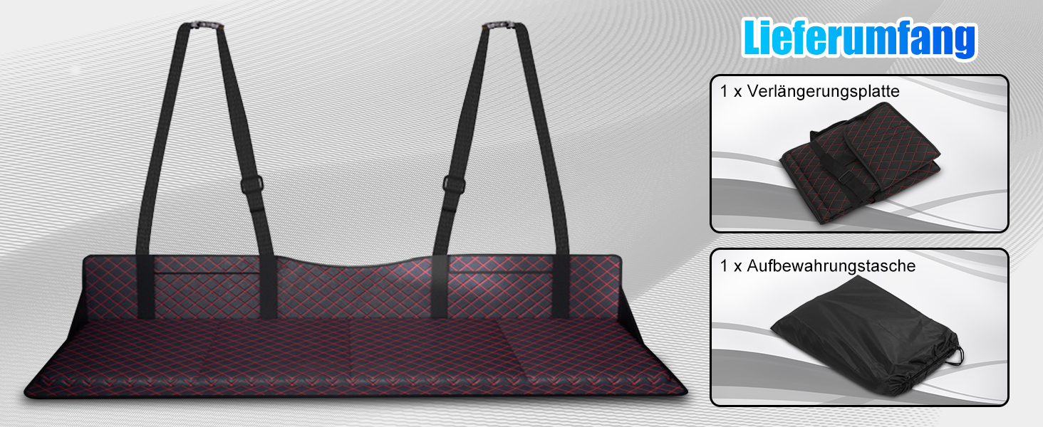 Розширювач сидіння заднього ряду авто, розкладний килимок-матрац для заднього сидіння, портативна платформа для кемпінгу та сну, універсальний для SUV, MPV та компактних авто (Чорний, Шкіра)