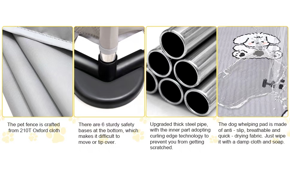 Квадратна переноска для цуценят, ігровий центр, матрац для собак, 122 x 65 см (сірий). Підходить для великих та малих порід.
