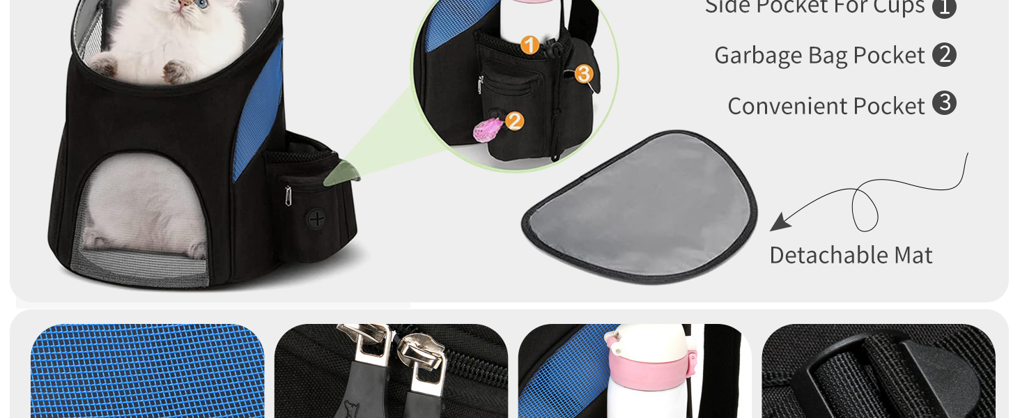 PETCUTE Рюкзак для собак і котів, переноска для маленьких собак, блакитний (до 2.8 кг)