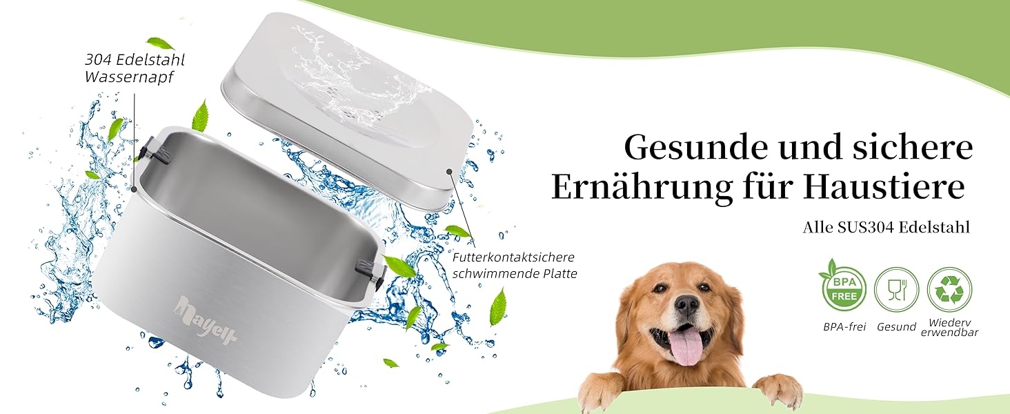 Миска для собак Nayelf 3L без обливання, з нержавіючої сталі 304, з антиковзним дном, для великих та середніх собак, придатна для миття в посудомийній машині