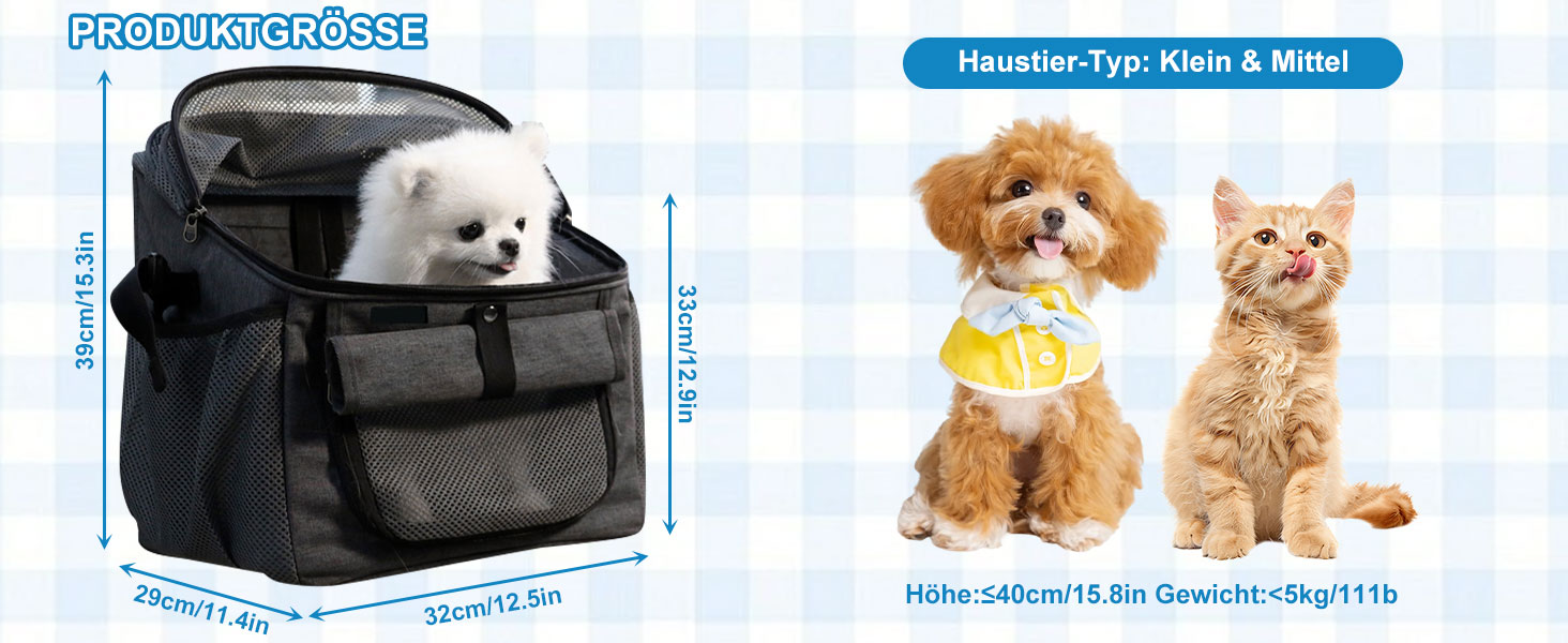 Велосипедний кошик для собак, сумка-переноска для тварин, кошик для собак на велосипед спереду (5 кг), дихаючий велосипедний кошик для собак спереду, складаний велосипедний кошик для собак спереду з адаптером для керма для їзди, кемпінгу (чорний)