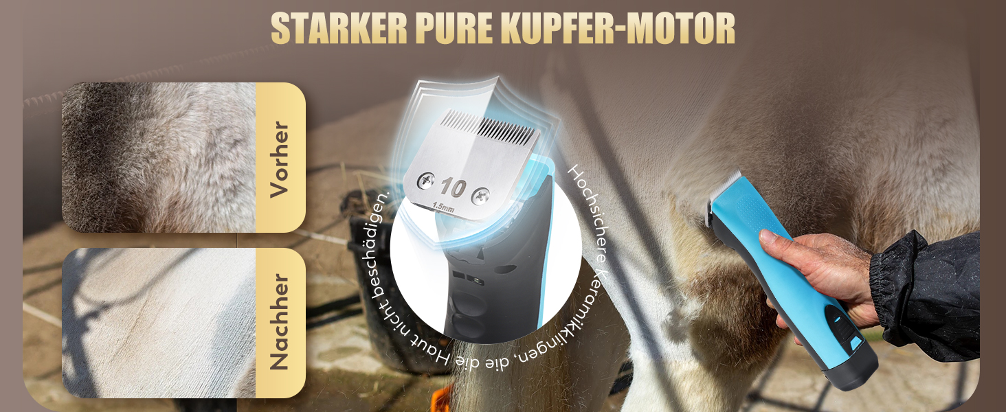 Машина для стрижки тварин CGOLDENWALL CG-CP-9060-1: акумулятор 1400mAh, кабель 3.5м, 3200-4000 об/хв, 2 швидкості, для собак, коней, кіз, корів та тварин з густою шерстю