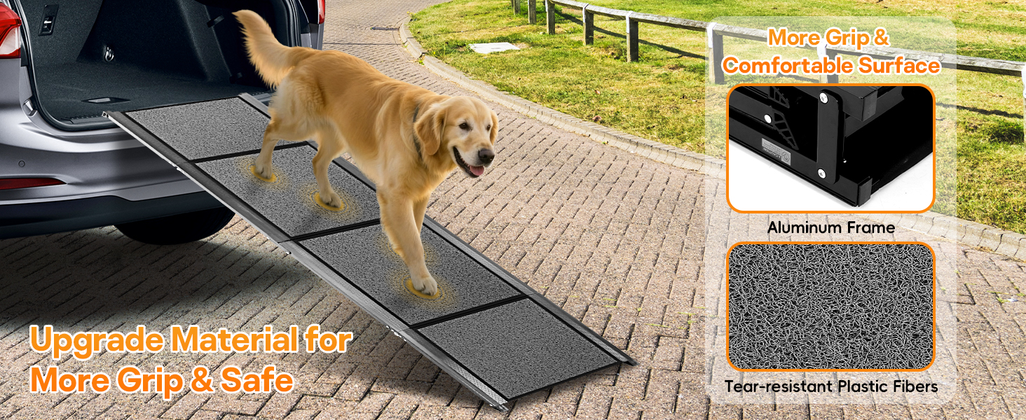 Рампа для собак до автомобіля, складана, до 115 кг, з антиковзким килимком, для позашляховиків та вантажівок, великі та середні породи