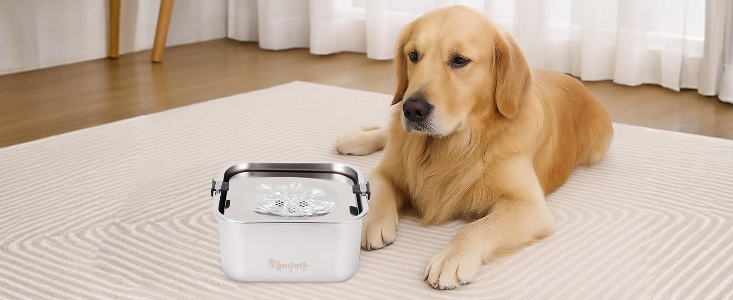 Миска для собак Nayelf 3L без обливання, з нержавіючої сталі 304, з антиковзним дном, для великих та середніх собак, придатна для миття в посудомийній машині