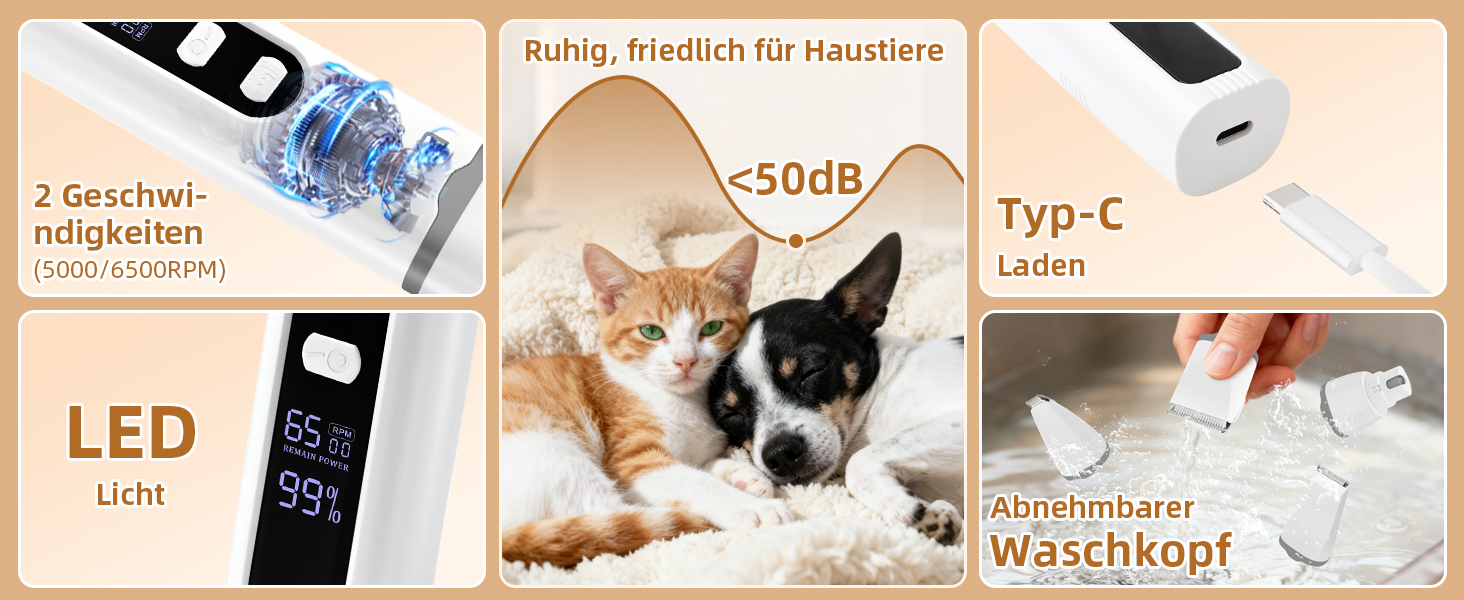 ETACCU 4в1 Безшумна машинка для стрижки собак та котів з LED-дисплеєм. Машинка для стрижки, триммер для лап, точилка для кігтів. Для тіла, лап, очей, вух, обличчя.