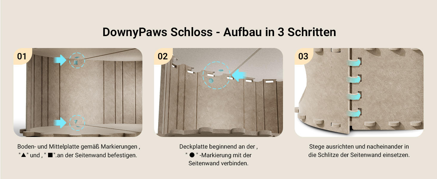 Будиночок-печеринка для котів DownyPaws з фетру, 2-ярусне ліжко для котів, 50 x 33 x 50 см, затишний дизайн, захист кігтів, бежевий