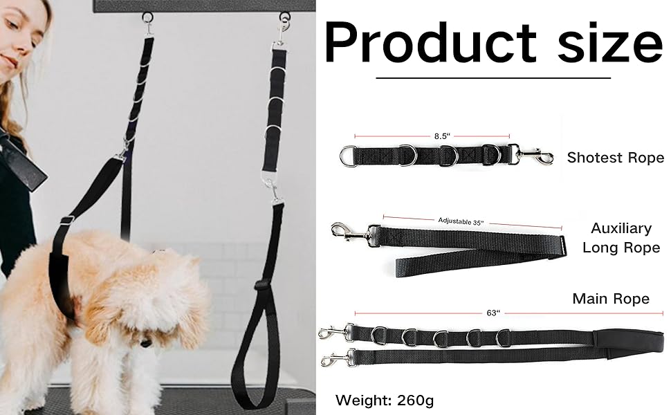 Нашийник для собак 3 шт., міцний, з регульованим тросом та D-кільцями, для грумінгу та купання, блакитний