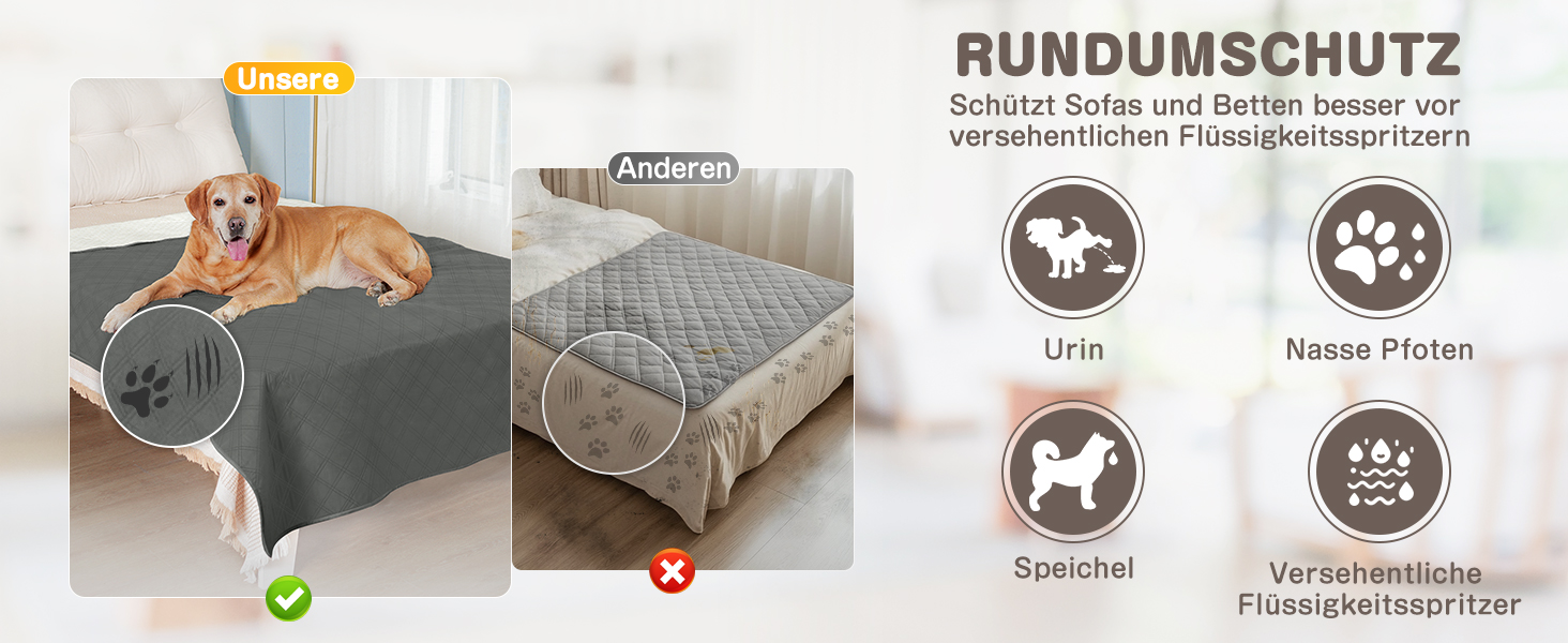 Водонепроникний килимок для собак, диванів та ліжок, захист від шерсті та подряпин, антиковзаюча підстилка для тварин, легко миється, 127x157 см