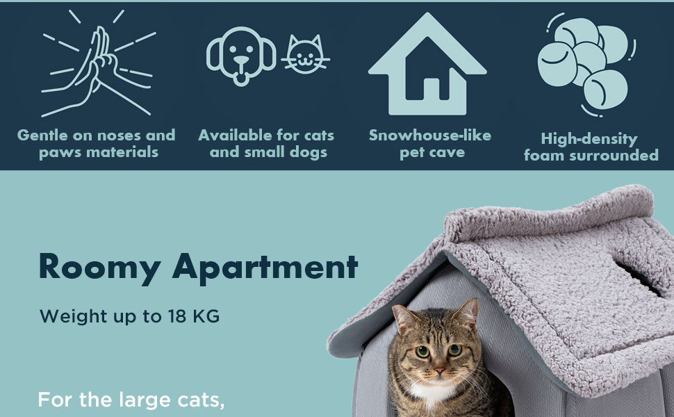 Будиночок для кота Pelzin - затишна кімната з пінополіуретаном та килимком - затишне місце для відпочинку кошенят та дрібних тварин, вапняк