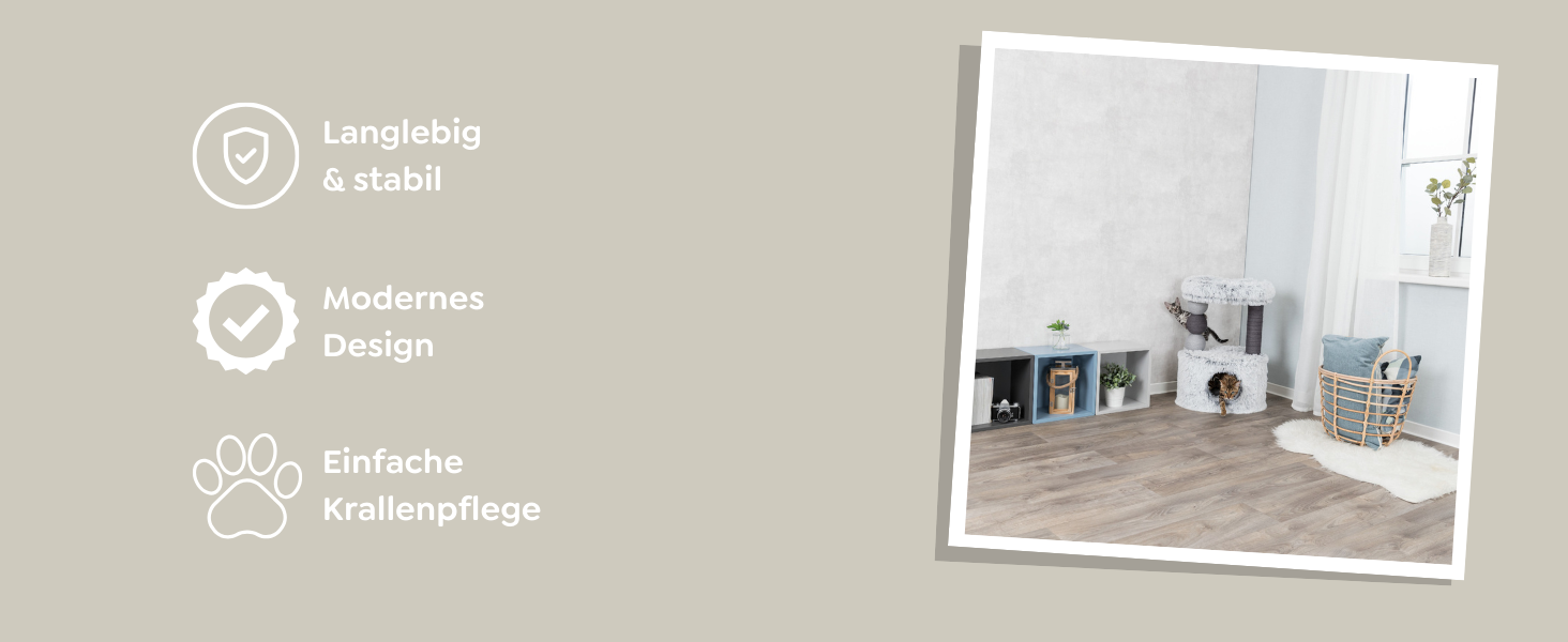 Дряпка для котів TRIXIE Harvey 73 см сірого кольору – кігтеточка з затишною печерою та зручною лежанкою, стабільна та комфортна – 44540