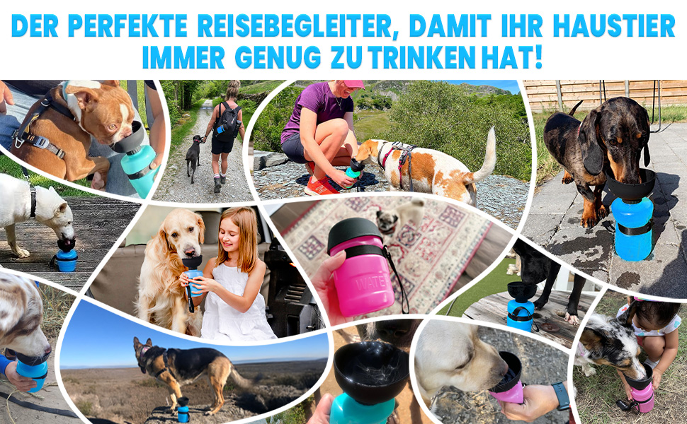 Складана пляшка для води для собак Lesotc, 520 мл, рожева - витоки виключені, для прогулянок, подорожей та кемпінгу