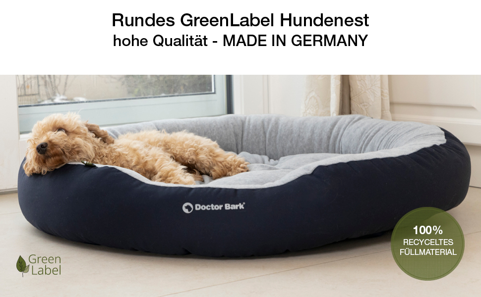 Кругле ліжко для собак середніх порід Doctor Bark GreenLabel, 60x50 см, колір кобальт