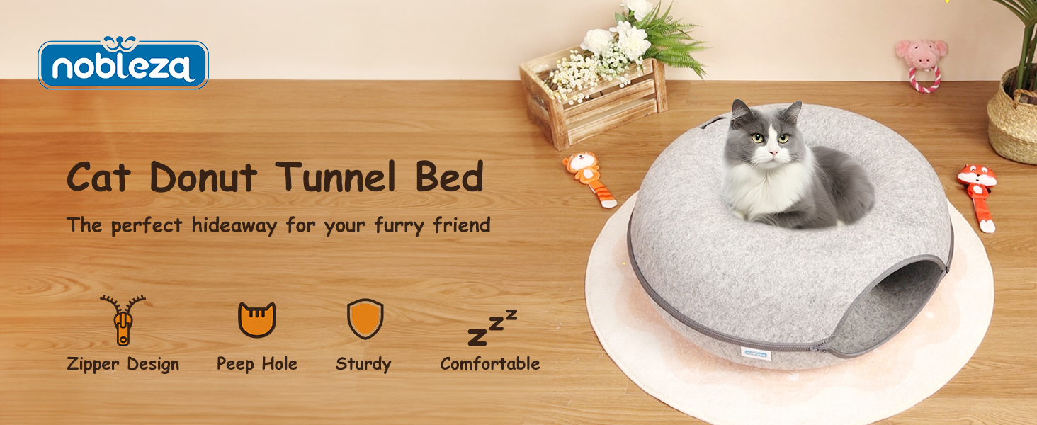 Кішка Будиночок-Туннель Nobleza з Фетру, Сірий, 60x60x26 см