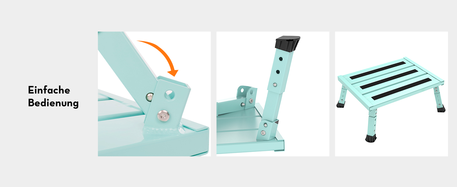 Алюмінієва розкладна сходинка-підставка, 300 кг, 3 сходинки, регульована висота, широка антиковзаюча поверхня, для автодому, саду та сходи для собак, легка та складна (зелена)