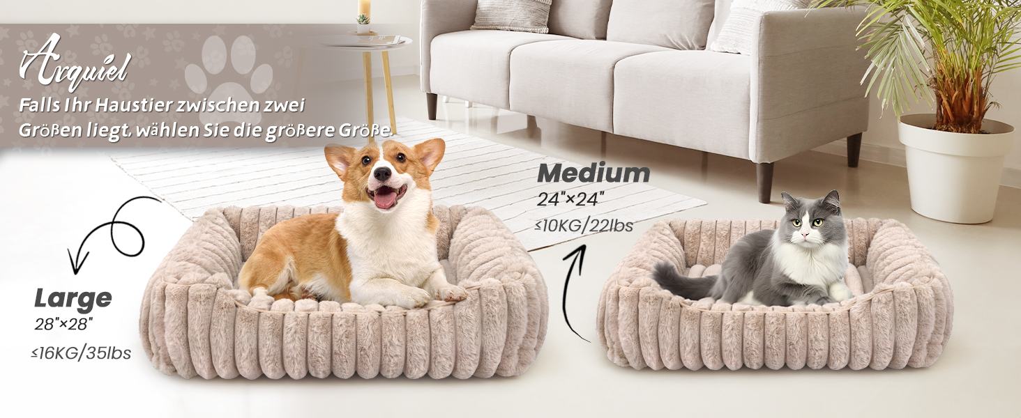 Килимок для котів, Кругле ліжко для кота, Домашнє ліжко для тварин, Ліжко для маленьких собак, Практичний, М'який, З неслизьким дном, Утеплене (50 x 50 см, 60 x 60 x 18 см, Коричневий)