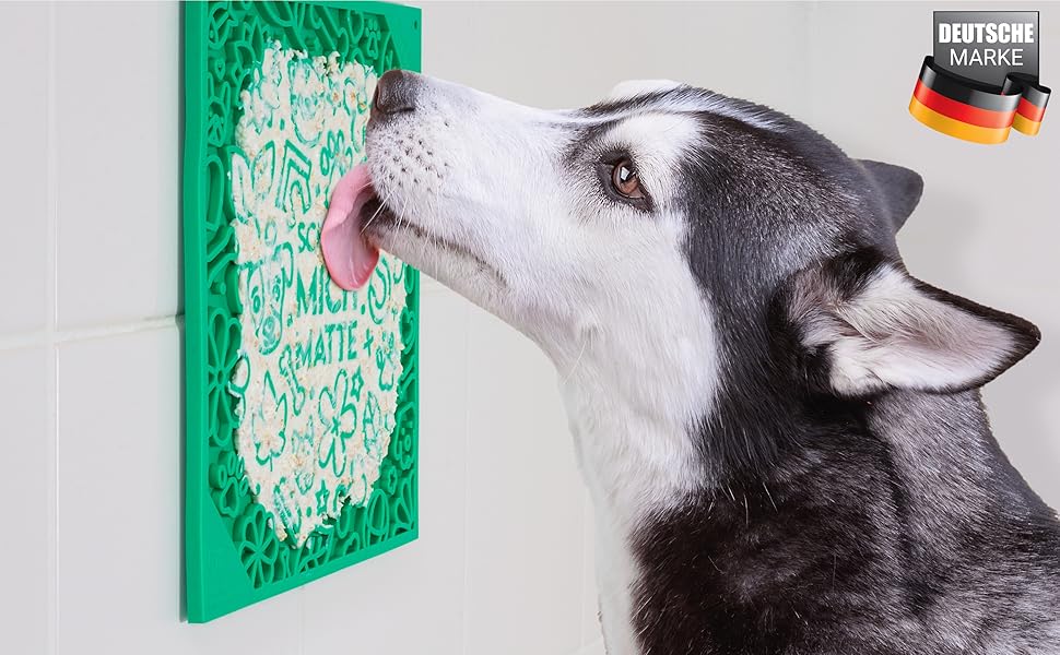 Лежак-іграшка для собак HUND IST KÖNIG з патентованою структурою, 2 шт., 22x22 см, з присосками, шпателем та електронною книгою з рецептами. Безпечний матеріал, миється в посудомийній машині. Смак м'яти та хабанеро.