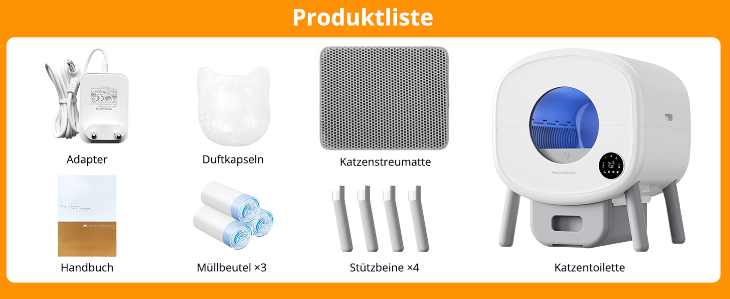 Автоматичний лоток для котів XXL 95л з самоочищенням та керуванням через додаток – велика місткість, включає килимок та 3 рулони пакетів