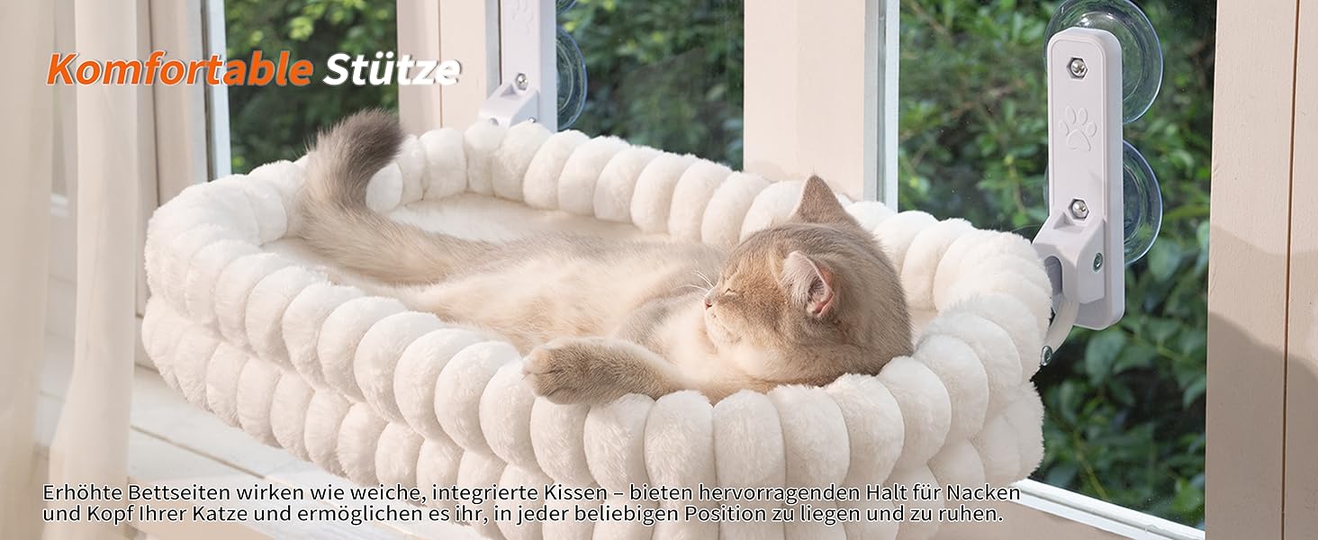 Кішка ліжко-гамак для вікна CheerPals, м'яка знімна наволочка, сталеве гніздо, до 18 кг, білий колір