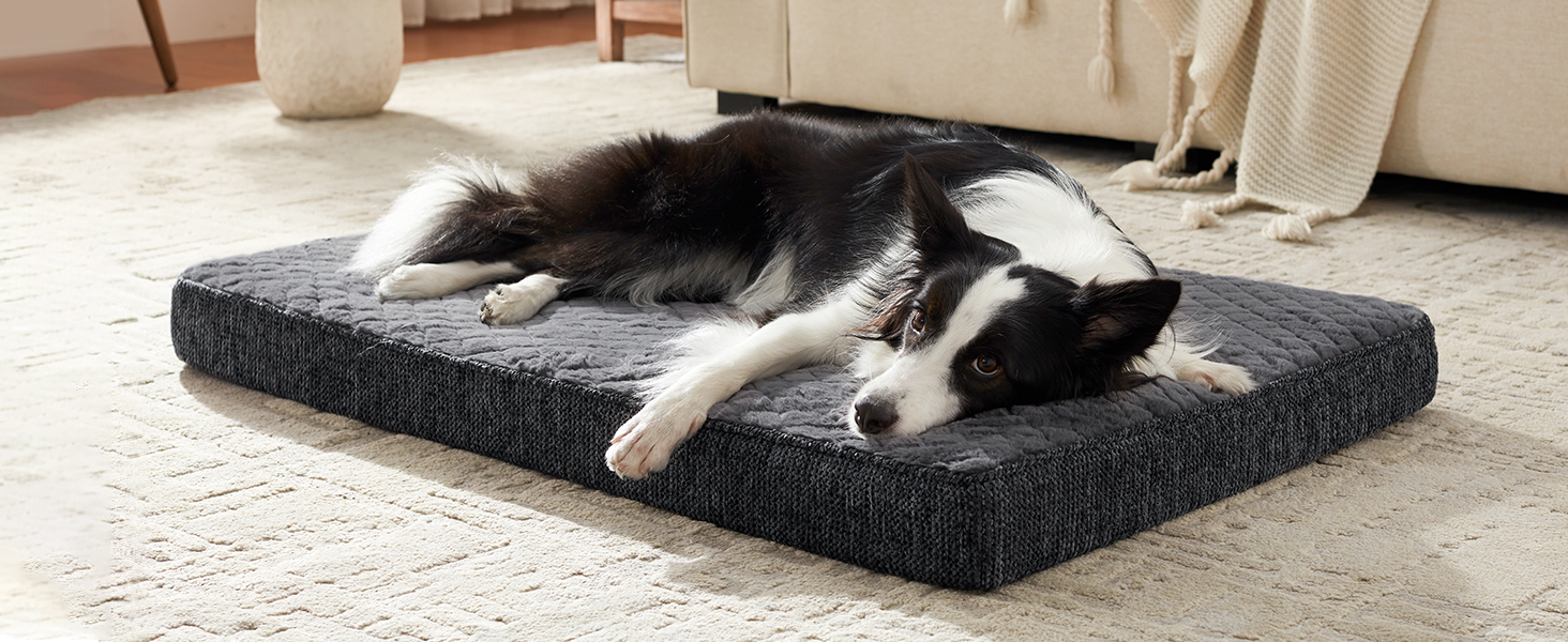 Ортопедичне ліжко для собак JOEJOY, 61x43x9 см, сіре - м'яке, з неслизьким дном