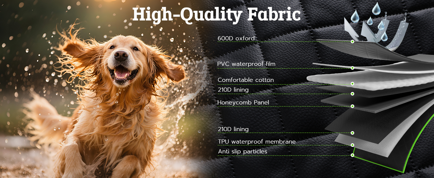 Захисний килимок для собак у машину Pecute 2-в-1: для заднього сидіння та як переноска, водовідштовхувальний, анти-царапин, з жорстким дном