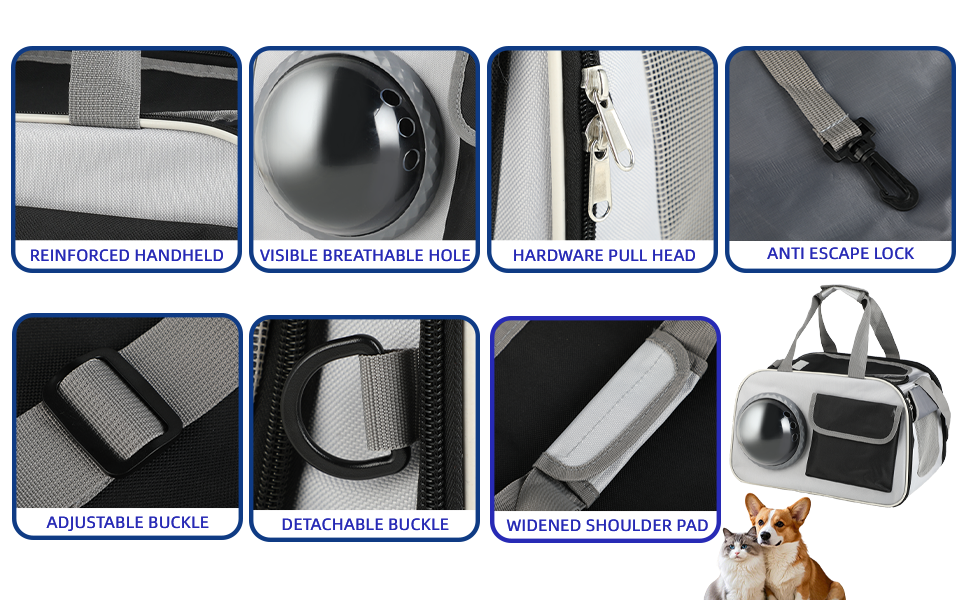 Складана переноска для тварин 45x26x28 см – для котів та собак до 8 кг – для авто, літака та поїзда, стабільна, вентильована та легка