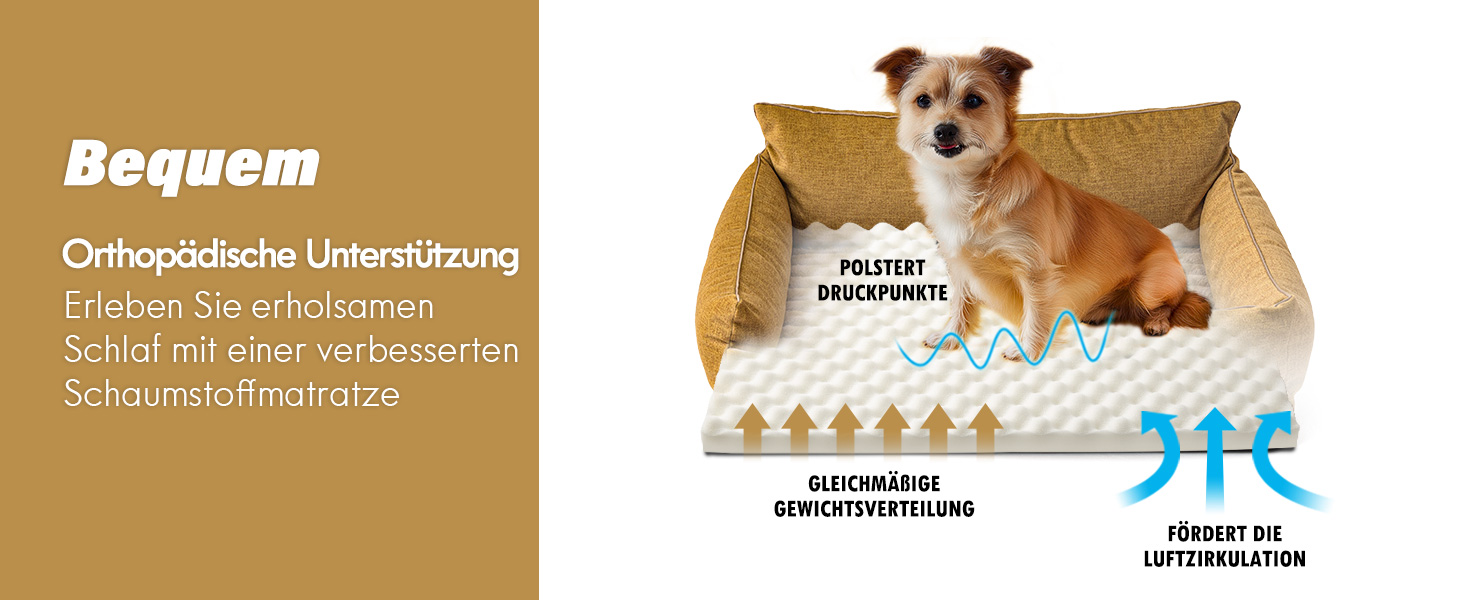 ClevaHome Ортопедичне собаче ліжко/софа для маленьких собак та котів – водовідштовхувальний та пральний чохол, неслизьке дно, комфортне ліжко з піною типу 