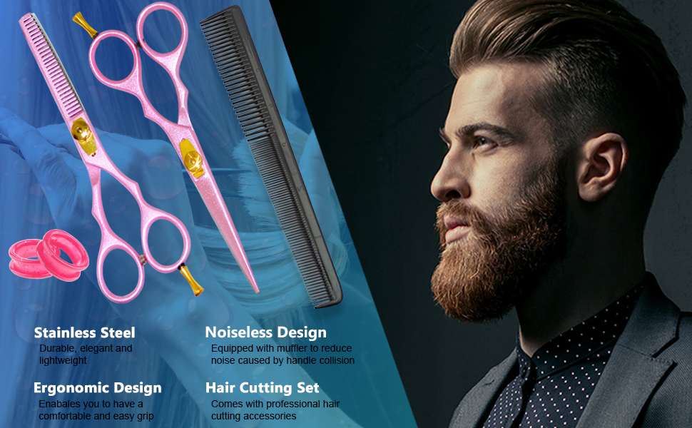 Професійний набір перукарських ножиць YNR (5,5 дюймів) – ножиці для стрижки та вирівнювання, гребінець, чохол. Підходить для чоловіків, жінок, дітей та дорослих.