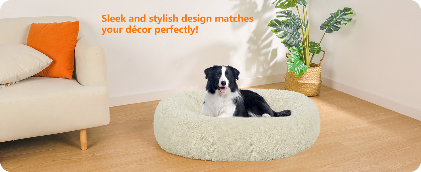 Ортопедичне ліжко для собак, кругле, м'яке, для котів та собак, 70 см Ø, (90 x 90 x 20 см), бежеве