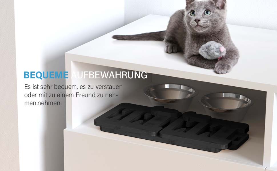 Підвищений годівниця для собак Vantic з підставкою, регульована висота, миска для маленьких собак та котів, міцна годівниця з бамбука з 2 нержавіюними мисками та протиковзкими ніжками (чорний)