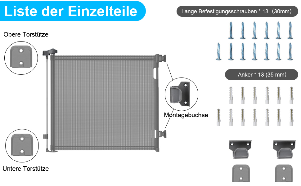 Захист для сходів з замком, розтяжне захисне ворота для дітей та собак, ширина 150 см, висота 83 см, сірий