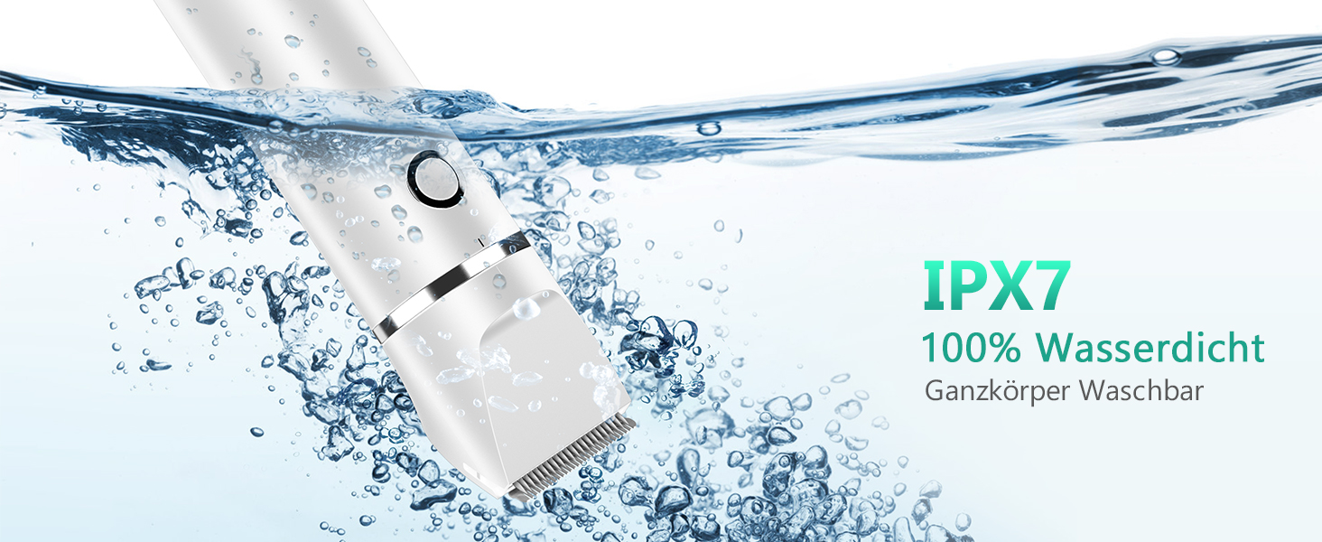 Триммер для тварин 2-в-1 ORIA: собачий/котячий триммер, USB, водонепроникний IPX7, тихий, з 2 насадками - білий