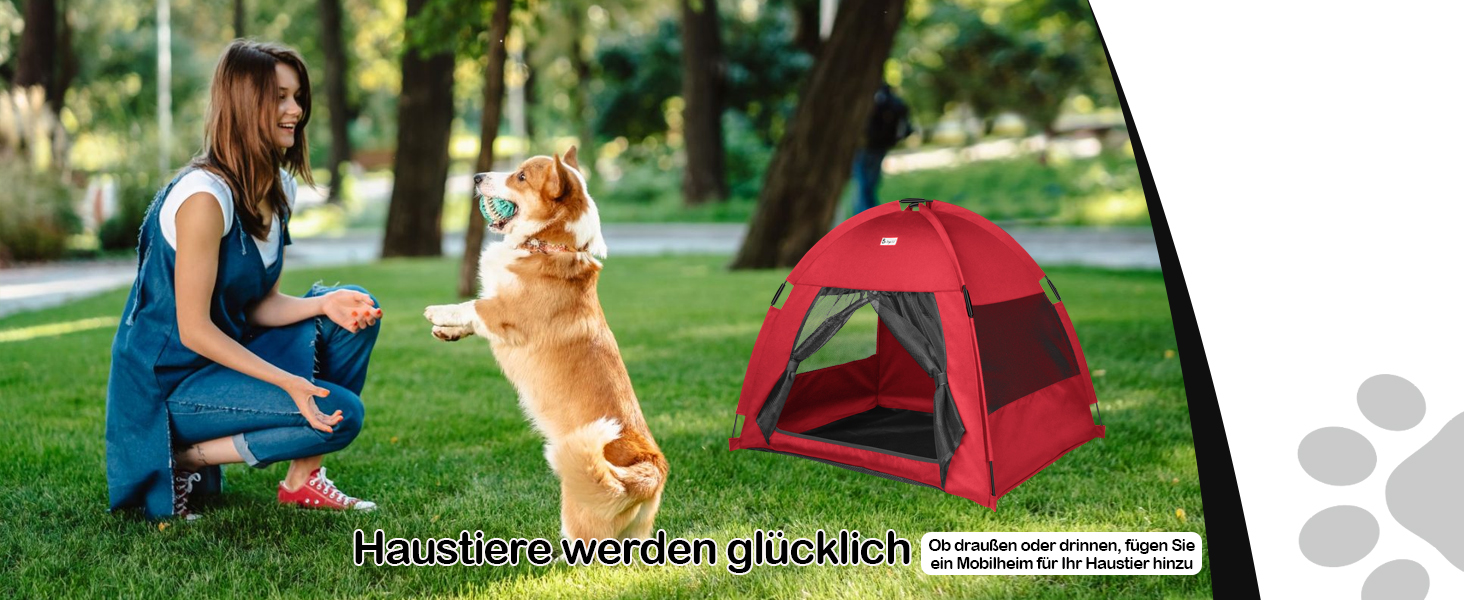 Зручне ліжко-будинок для собак та котів Babyezz, Tipi, червоний, L