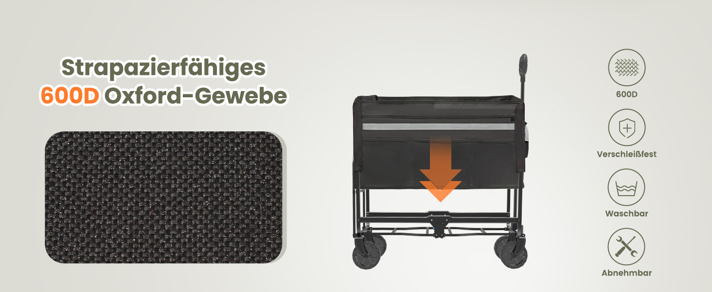 Складаний вагончик Bollerwagen 120L з дашком, 120кг, для пляжу, кемпінгу, собак, покупок та транспортування