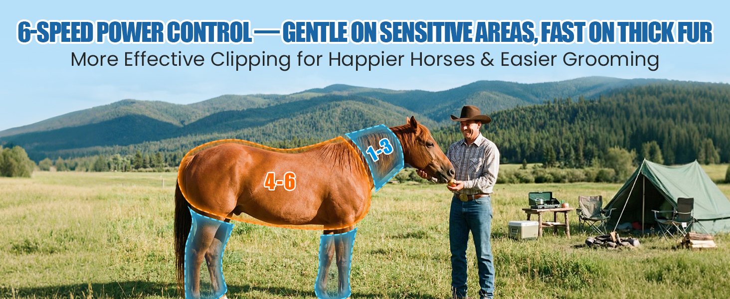 Акумуляторна машинка для стрижки шерсті Anbull: 2 акумулятори, 2800 обертів, для товстого та сплутаного хутра, 6 швидкостей, для коней, овець, кіз (Блакитна)