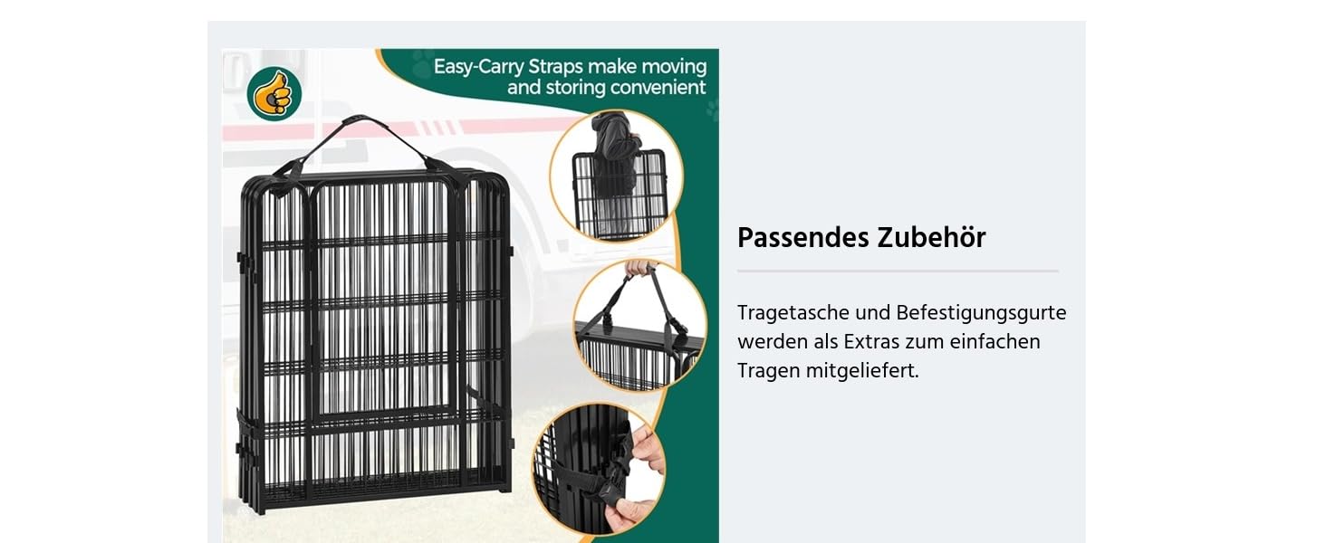 Клітка для цуценят Yaheetech 16-частинна з фіксацією, переносна для собак, ідеальна для дому та саду, легка збірка (80см, 24шт)