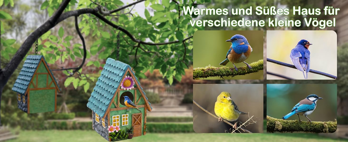 Будиночок для птахів Attivolife: кольоровий, з штучного каміння, з ланцюгом, для саду та двору