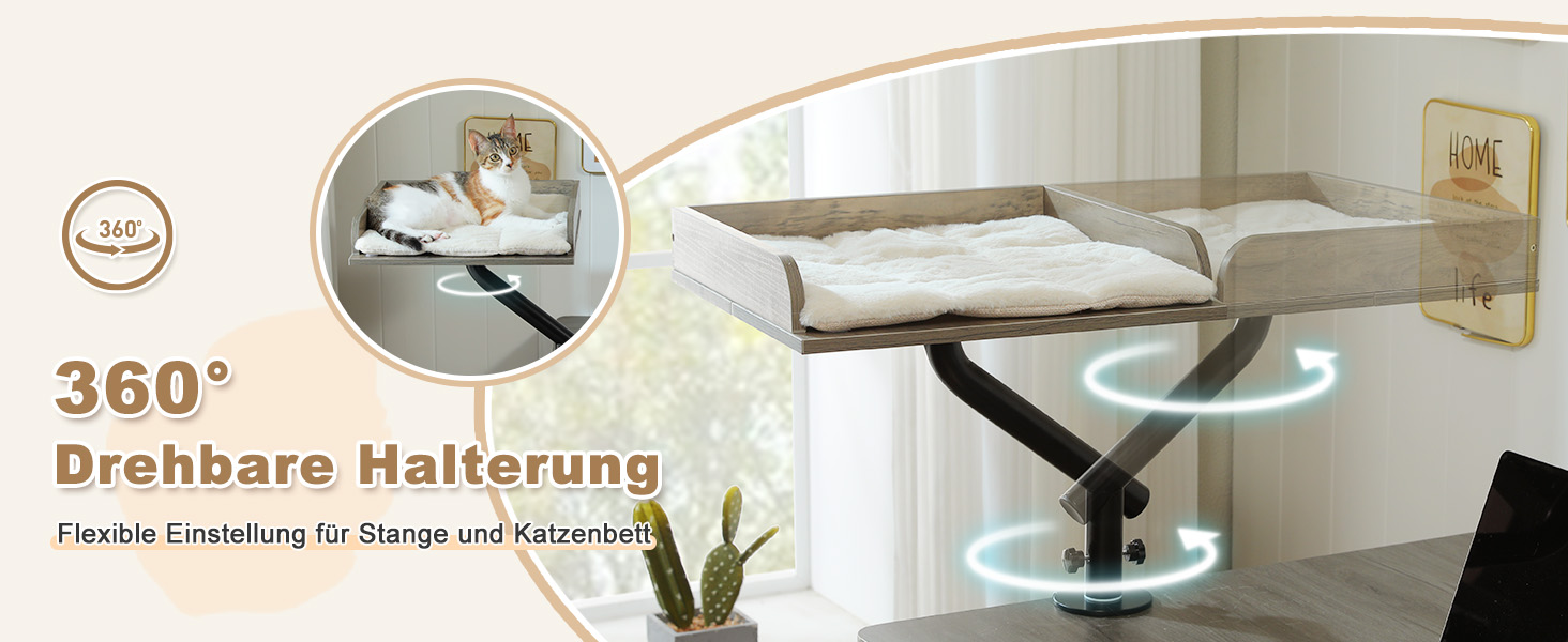 Кішка лежанка PAWZ Road на стіл, дерев'яна, обертова, регульована, гамак для кігтів, до 23 кг, сіра