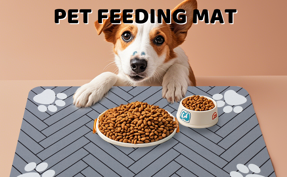 Килимок для годування собак та котів, суперпоглинаючий, неслизький, швидковисихаючий, легко миється (Темно-сірий, 40x60 см)