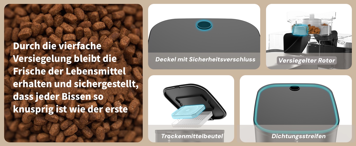 Автоматичний кормушка для котів та собак з Wi-Fi, 5L, 1-6 прийомів їжі, сенсор низького рівня корму, чорний