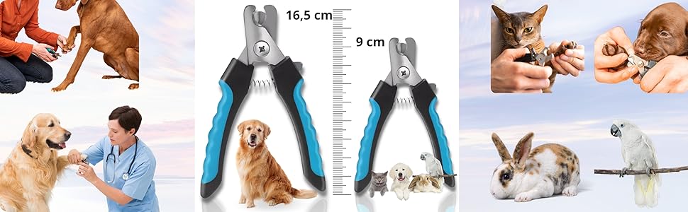 Тример для обрізання кігтів собак, котів та інших домашніх тварин | З пилочкою, лезами з нержавіючої сталі, захистом та чохлом – великий | Для догляду за лапами та кігтями