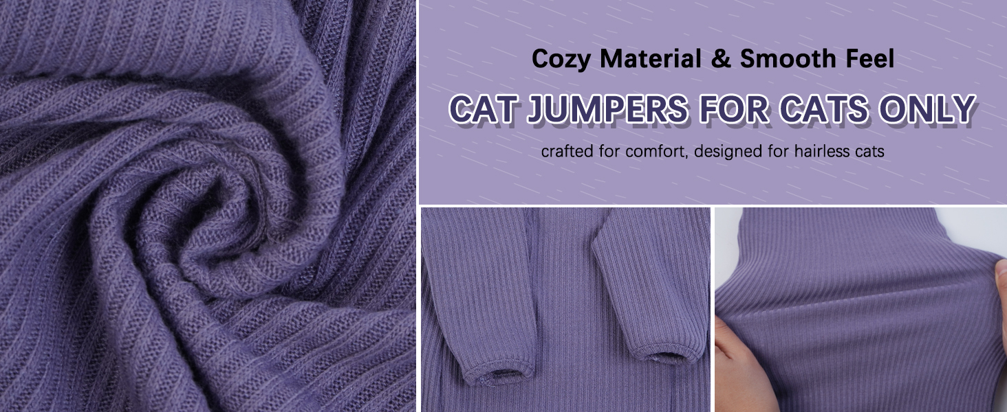Тепла жилетка для безшерстних котів з високим коміром, фіолетового кольору (L)