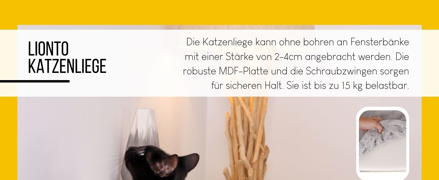 Кішка лежанка для вікна Lionto, м'яка, плюшева, 35x50 см, сіра, до 15 кг