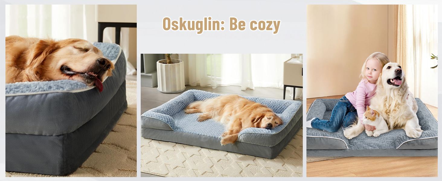 Ортопедичне ліжко для собак з піною-пам'яттю, знімний та пральний чохол, подушка-гніздо, неслизьке підложення та водовідштовхувальне покриття. Ліжко для собак з високим бортиком (XL 107*76 см)